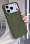 Magsafe Silicone Compatible with iPhone 18 Pro Strong Magnetic Ring Car Holder Compatible Silicone Protective Case Khaki