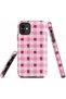 iPhone 11 Compatible - Pink Gingham, Double Layer Cover, Glossy Surface Protective Case