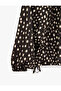 Long Sleeve Oversize Scarf Collar Bambi Printed Satin Shirt with Zipper - 3