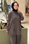 Pants Suit with Eyelet Detail on the Front and Lace-Up Detail - 3