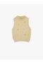 Heart Embroidered Stand Collar Sleeveless Knitwear Undershirt - 3