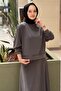 Blouse with Double Zipper Detail and Skirt Bora Set - 3