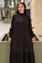 Hooded Geometric Embroidered Full-Length Zippered Robe - 3