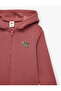 Long Sleeve Printed Pocketed Zippered Hooded Sweatshirt - 3