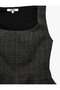 Peplum Cut Sleeveless Square Neck Sleeveless Plaid Blouse - 3