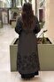 Double-Breasted Collar Embossed Sequin Floral Pattern Parachute Trench Coat - 4