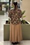 Shawl Patterned Suede Skirt Set - 4