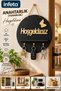Round Black Welcome Key Holder Wall Mounted Decorative Key Hanger with Shelf and 3 Hooks