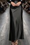 Shiny Stylish Satin Fabric Long Skirt Length 95cm Black