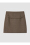 Brown Belted Houndstooth Patterned Mini Skirt with Shorts - 2