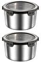 2 Pieces 304 Steel 1100 ml Round Food Fruit Meat Refrigerator Nutrition Storage Container Mt325-2