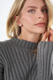 Ribbed Half Fisherman Knitwear Tunic Gray - 7