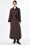 Quilted Pattern Overcoat Brown - 3