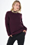 Ribbed Half Fisherman Knitwear Tunic Claret Red