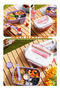 1000ml Purple Compartment Bento Box Set With Water Bottle & Cutlery, Food Grade PP Leakproof Lunch Container For Students School Picnic - 4
