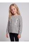 Ozmarka New Season Gray Crew Neck Embroidered Girls' Knit Sweater