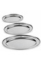 Stainless Steel Oval Serving Tray Set 3 Pieces 35cm 45cm 60cm Stackable Dishwasher Safe Silver