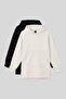 Comfortable Form Hooded 2-Pack Black-Ecru Women's Tunic Sweatshirt - 97163