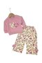 Baby Girl Stylish Set with Heart and Bow Detail Wide-Leg Pants, 100% Cotton, 6-9-12-18-24 Months - 2