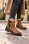 Women's Genuine Leather Tan Casual Boots Vs001