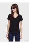 Two Mt Shop Quality Lcw Everyday Black Plain Standard & Regular Short Sleeve Women's T-Shirt
