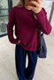 Crew Neck Long Sleeve Basic Plum Tshirt - 2