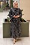 Ruffled Shawl Collar Patterned Belted Dress - 2