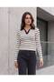Women's Striped Polo Neck Blouse - 2