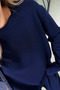 Crew Neck Long Sleeve Basic Navy Blue Tshirt - 4