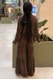 Leopard Patterned Asymmetrical Buttoned V-Neck Cut Tunic Trousers Set - 4