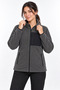 Smoked Women's Fleece Jacket with High Collar and Front Pockets with Zipper - 7