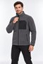 Full Zipper, 3 Pockets, Stand Collar, Front Detail, Winter Smoked Men's Fleece Jacket - 2