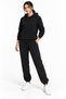 3 Thread Women's Black Tracksuit Set with Fleece Inside and Hooded Kangaroo Pocket - 5