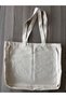 Large Size Cream Color Canvas Multi-Purpose School / Beach / Travel Shoulder Bag 40*37*11 cm No: 3 - 6