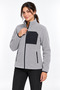 Gray Women's Fleece Jacket with High Collar and Front Zipper Pocket - 3