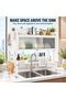 Over the Sink Dish Drying Rack with Dustproof Cabinet, 85 cm Carbon Steel Kitchen Organizer with Cutlery Holder, Knife Rack, Cutting Board Holder and 6 Hooks - 2