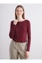 Two Mt Shop Quality Xside Burgundy Plain Super Skinny & Extra Slim Long Sleeve Women's Bodysuit