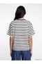 Two Mt Shop Quality Natuvera Black Combed Cotton Striped Loose & Baggy Short Sleeve Women's T-Shirt - 4