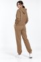 3 Thread Women's Brown Tracksuit Set with Fleece Inside and Hooded Kangaroo Pocket - 6