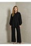 Cross Buttoned Tunic Double Set Black