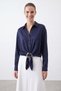 Women's Shirt with Buckle Detail - 10795Gml Navy Blue