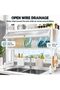 Over the Sink Dish Drying Rack with Dustproof Cabinet, 85 cm Carbon Steel Kitchen Organizer with Cutlery Holder, Knife Rack, Cutting Board Holder and 6 Hooks - 6