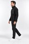 Full Zipper, 3 Pockets, Stand Collar, Front Detail, Winter Black Men's Fleece Jacket - 2