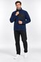 Full Zipper, 3 Pockets, Stand Collar, Front Detail, Winter Navy Blue Men's Fleece Jacket - 4