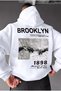 Men's Off-White Cream Ecru 1898 Printed Hooded Oversize 3 Thread Threaded Loose Fit Hoodie Sweatshirt - 2