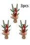 Mini Christmas Tree 3 Pcs Tabletop Artificial Mini Xmas Pine Tree Miniature Pine Christmas Tree with Linen Base for Home Office Room Holiday Decor (B-3PCS)