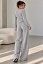 Selanik Fabric Gold Buttoned Palazzo Double Suit Set Md4119 - 2