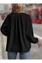 Flowy Cut, Lace-Up Collar – Women's Long Sleeve Aerobin Blouse - 3
