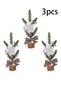 Mini Christmas Tree 3 Pcs Tabletop Artificial Mini Xmas Pine Tree Miniature Pine Christmas Tree with Linen Base for Home Office Room Holiday Decor (C-3PCS)