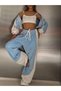 Silk Velvet Bottom and Top Crop 3-Piece Set